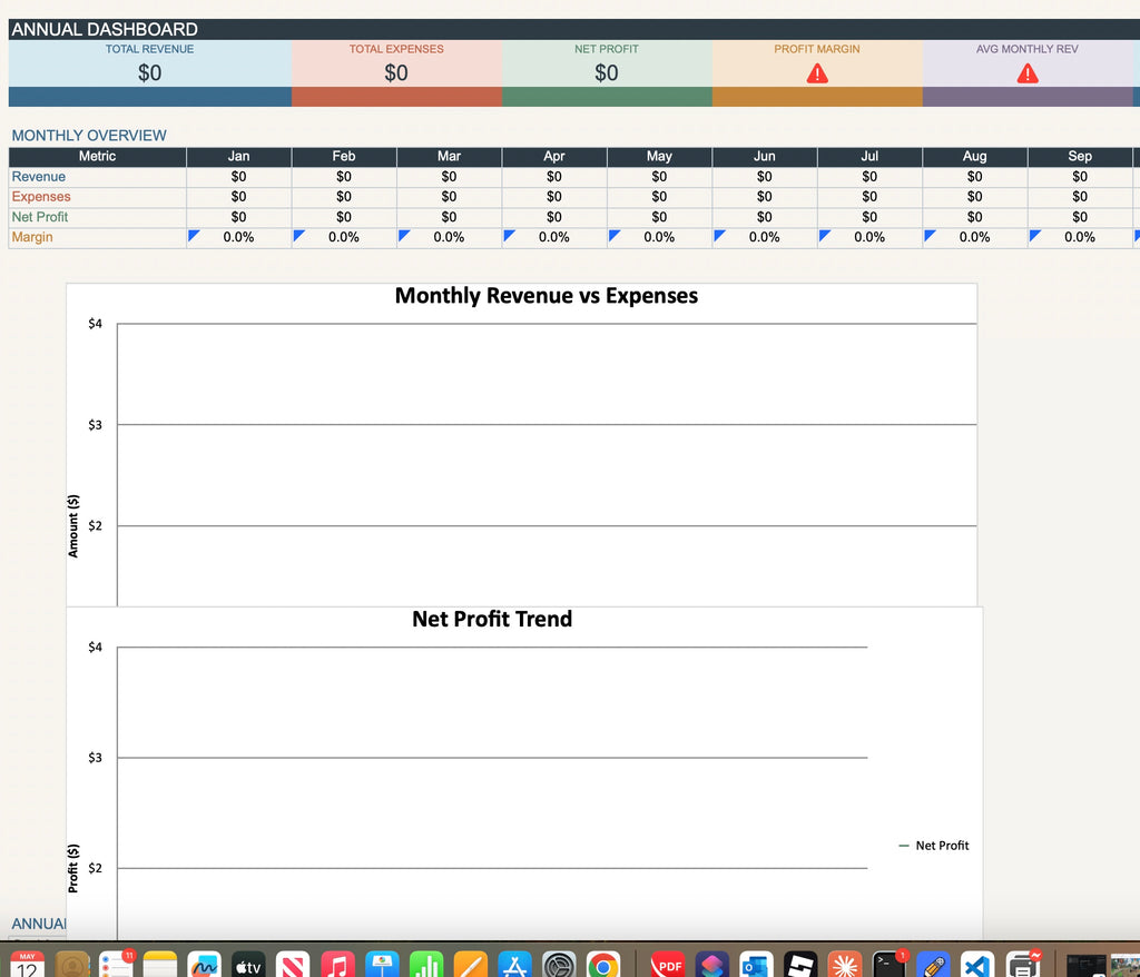 Creative Business Finance Dashboard & Annual Budget System
