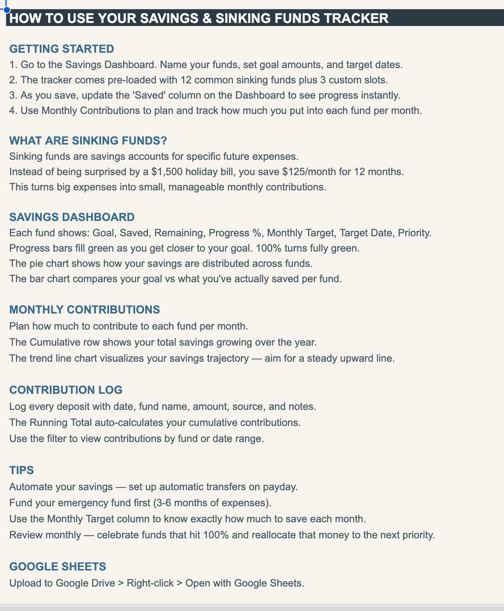 Savings & Sinking Funds Tracker