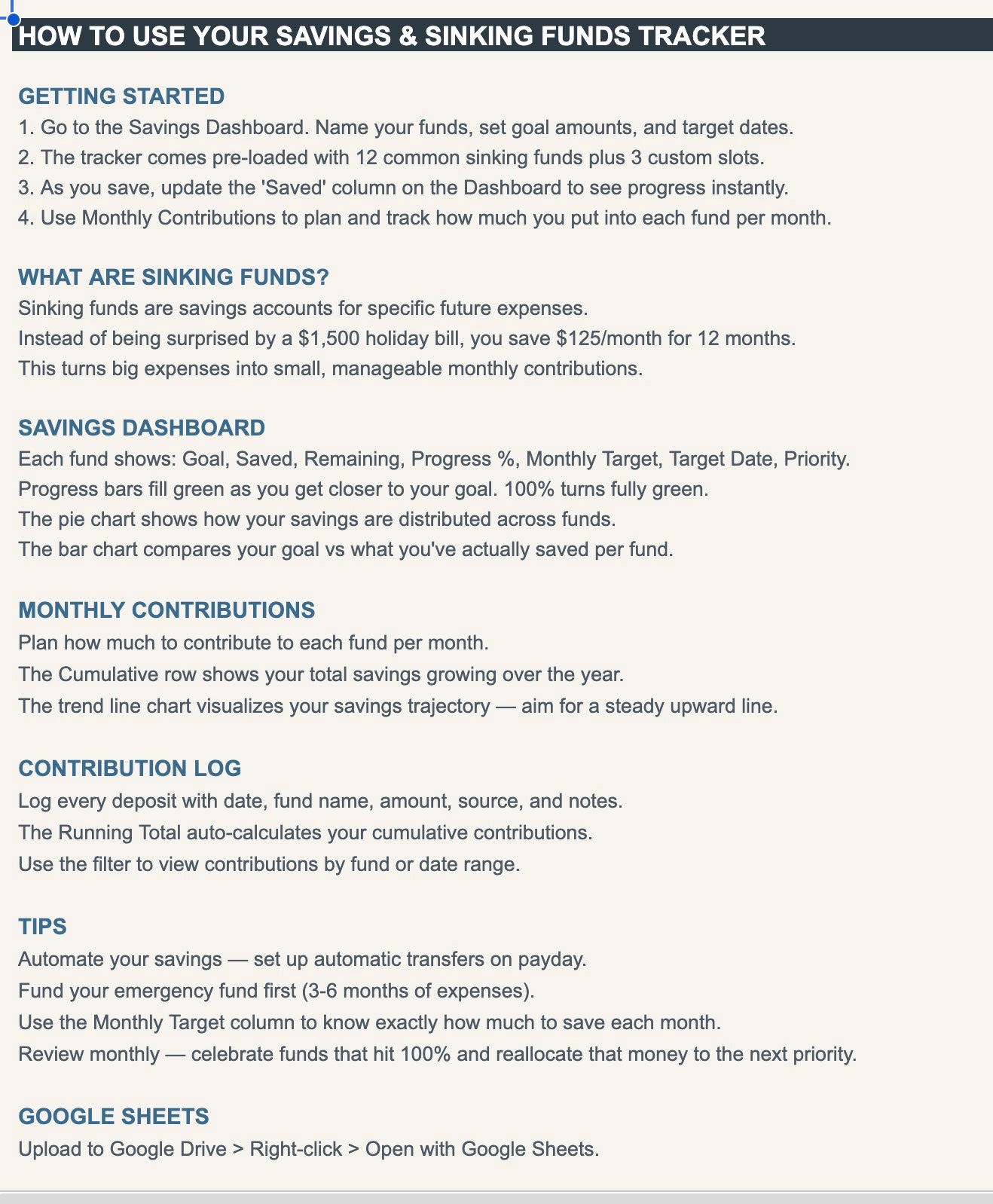 Savings & Sinking Funds Tracker