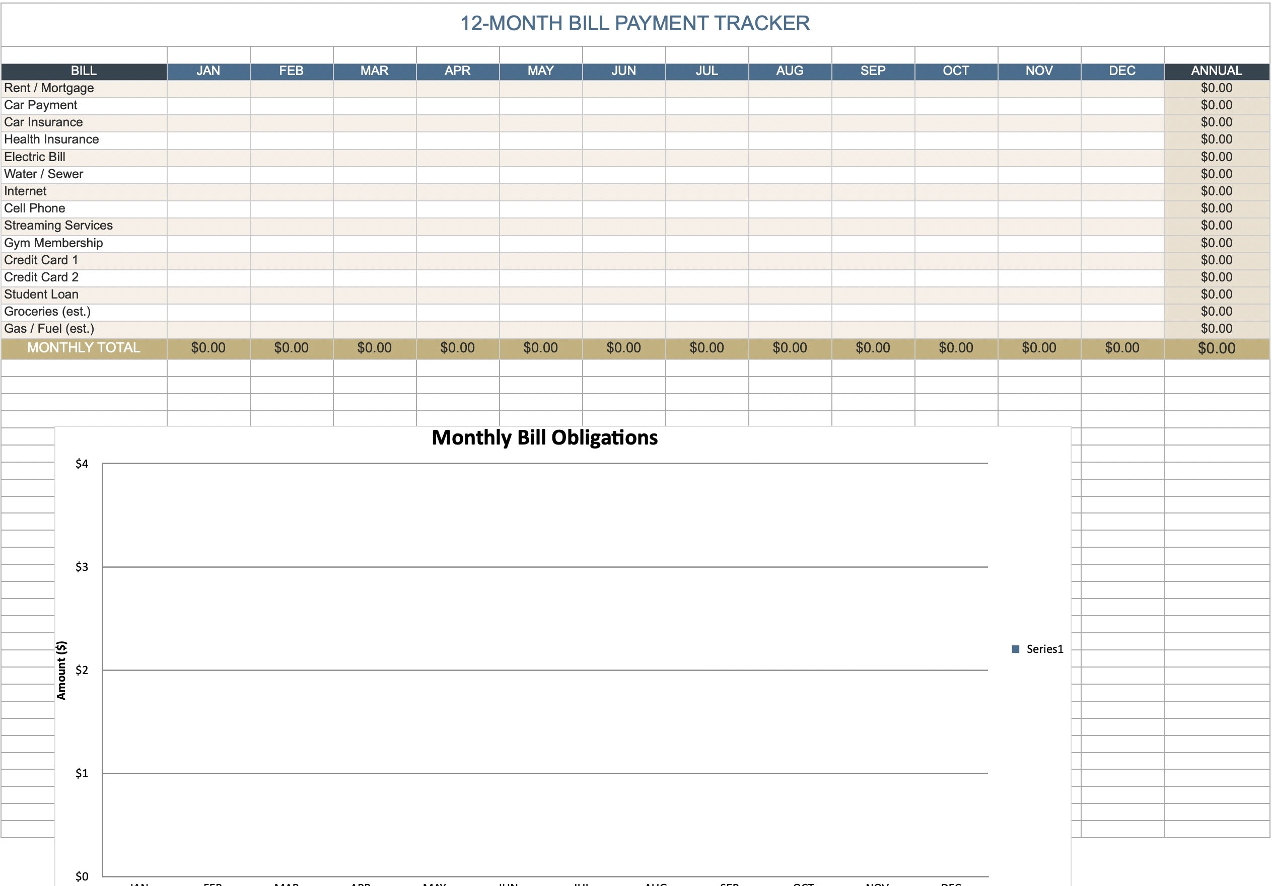 Bill Payment Calendar