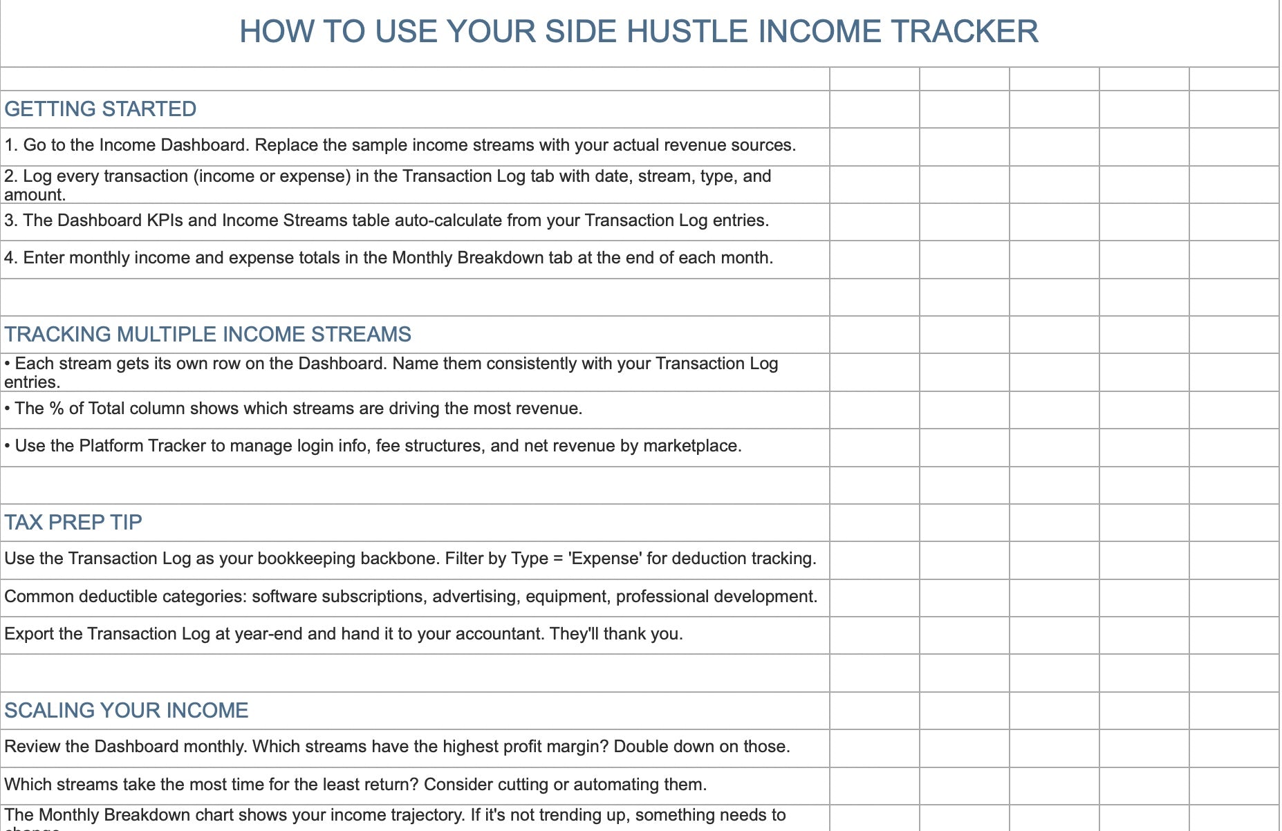 Side Hustle Income Tracker