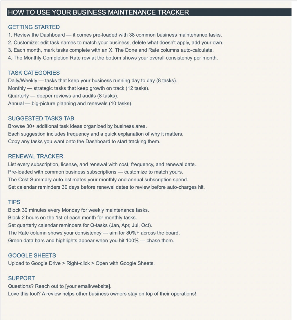 Business Maintenance Tracker