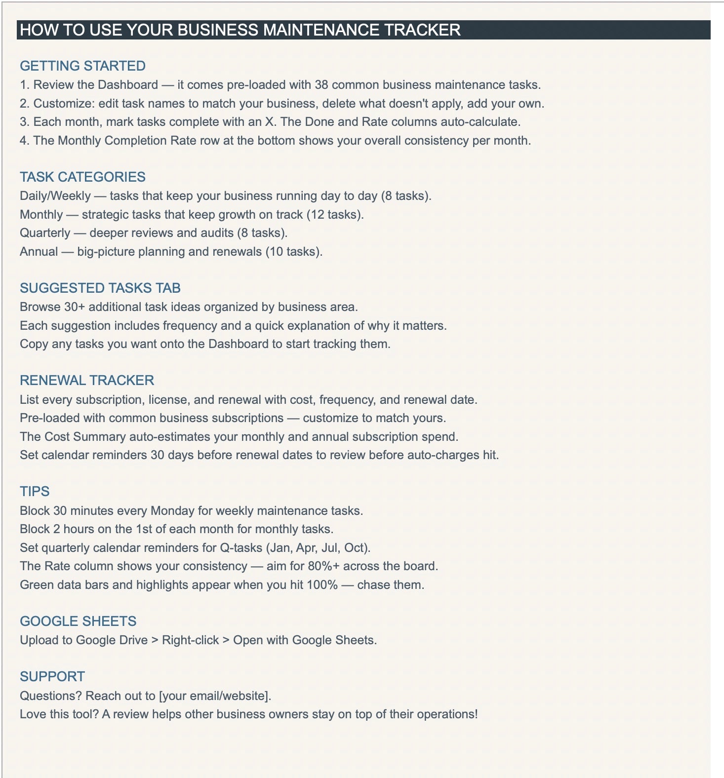 Business Maintenance Tracker