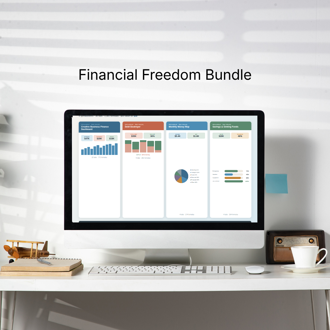 Financial Freedom Bundle — 4 Spreadsheets